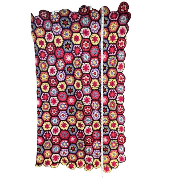 Kaffe Fassett Pine Cone Hill Wool Crochet Granny Hexagon Afghan Throw Blanket - Picture 8 of 11